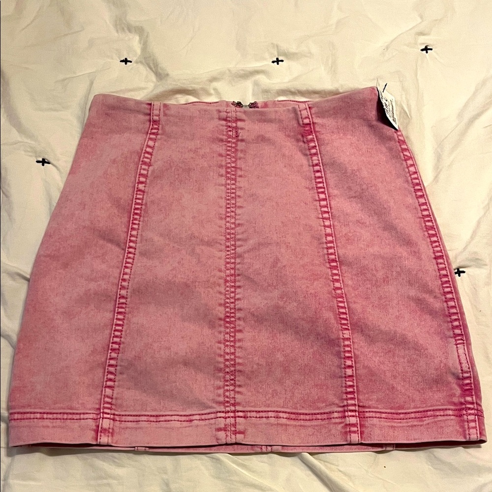 Pink Free People Denim Skirt